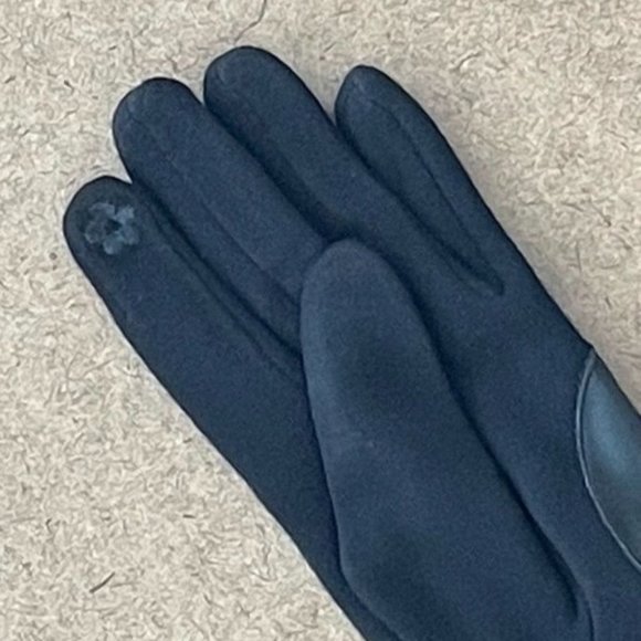 WOMENS SOLID BLACK FAUX LEATHER SCREEN-TOUCH GLOVES - NWT - OS - Picture 4 of 5